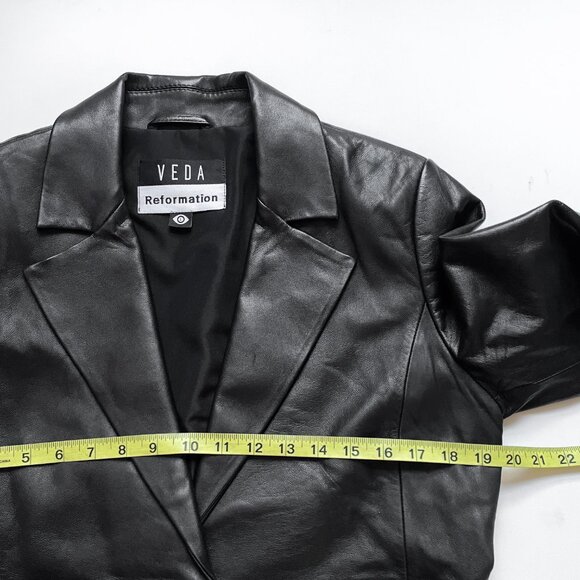 Reformation Veda Bowery Leather Blazer Black Size Large - Picture 9 of 14